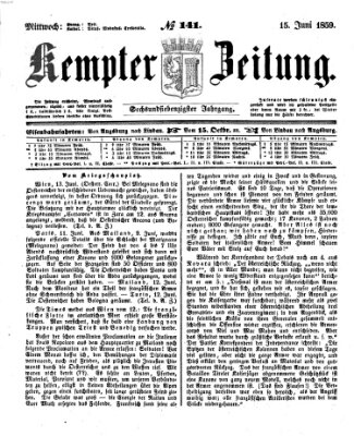 Kemptner Zeitung Mittwoch 15. Juni 1859