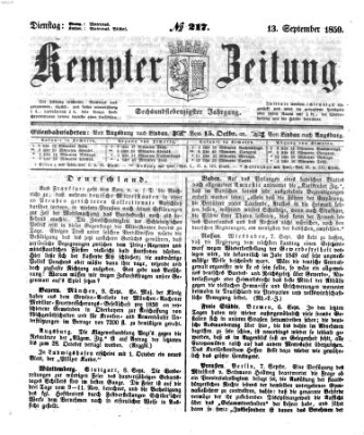 Kemptner Zeitung Dienstag 13. September 1859