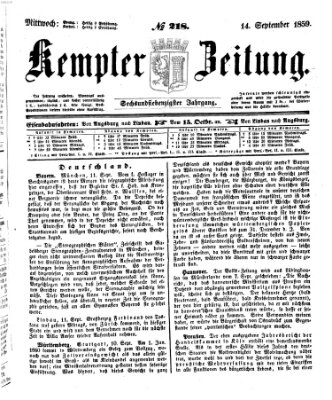 Kemptner Zeitung Mittwoch 14. September 1859