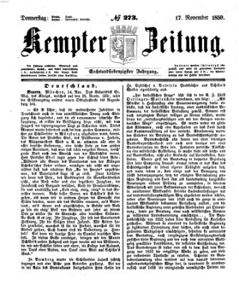 Kemptner Zeitung Donnerstag 17. November 1859