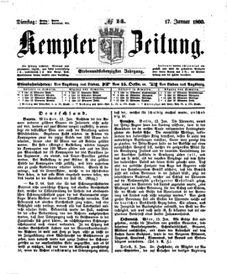 Kemptner Zeitung Dienstag 17. Januar 1860