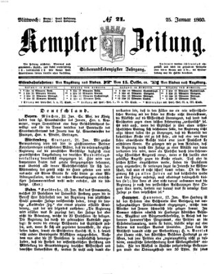 Kemptner Zeitung Mittwoch 25. Januar 1860