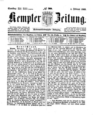 Kemptner Zeitung Samstag 4. Februar 1860