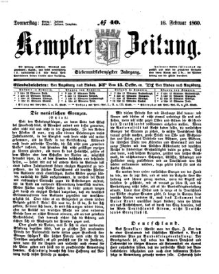 Kemptner Zeitung Donnerstag 16. Februar 1860