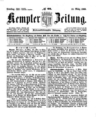 Kemptner Zeitung Dienstag 13. März 1860