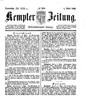 Kemptner Zeitung Donnerstag 5. April 1860