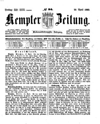 Kemptner Zeitung Freitag 20. April 1860