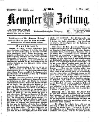 Kemptner Zeitung Mittwoch 2. Mai 1860