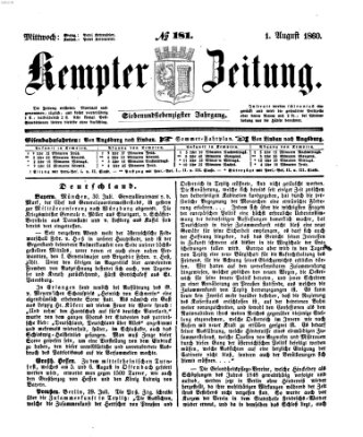 Kemptner Zeitung Mittwoch 1. August 1860