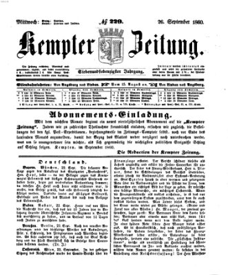 Kemptner Zeitung Mittwoch 26. September 1860