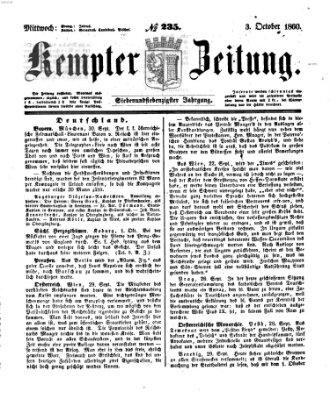 Kemptner Zeitung Mittwoch 3. Oktober 1860