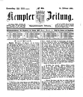 Kemptner Zeitung Donnerstag 21. Februar 1861