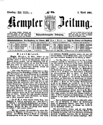 Kemptner Zeitung Dienstag 2. April 1861