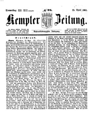 Kemptner Zeitung Donnerstag 25. April 1861