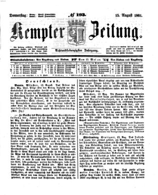 Kemptner Zeitung Donnerstag 15. August 1861