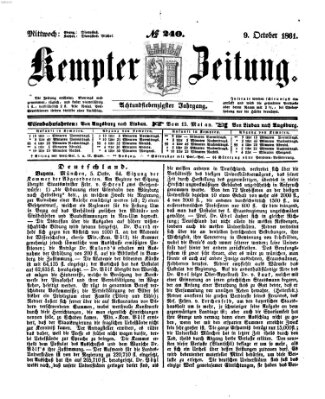 Kemptner Zeitung Mittwoch 9. Oktober 1861