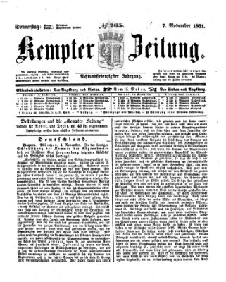 Kemptner Zeitung Donnerstag 7. November 1861