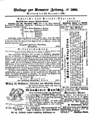 Kemptner Zeitung Mittwoch 25. Dezember 1861