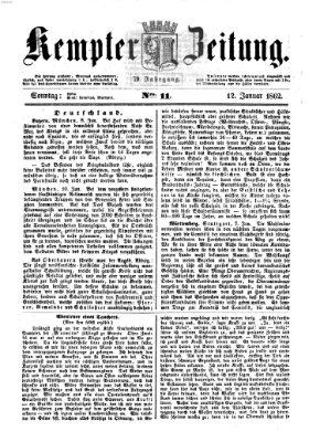 Kemptner Zeitung Sonntag 12. Januar 1862