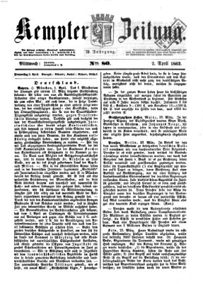 Kemptner Zeitung Mittwoch 2. April 1862