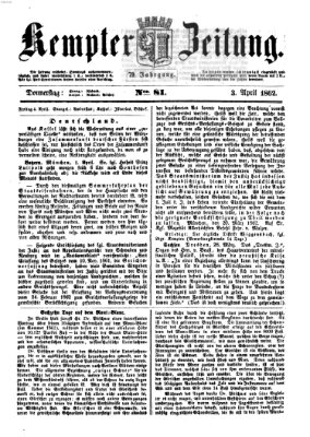 Kemptner Zeitung Donnerstag 3. April 1862