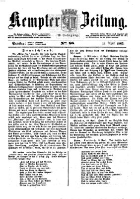 Kemptner Zeitung Samstag 12. April 1862