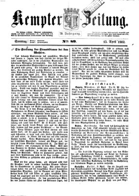 Kemptner Zeitung Sonntag 13. April 1862