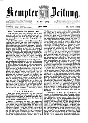 Kemptner Zeitung Dienstag 15. April 1862