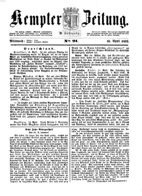 Kemptner Zeitung Mittwoch 16. April 1862