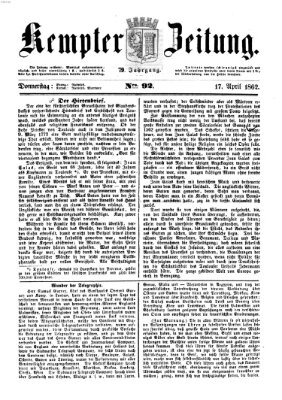 Kemptner Zeitung Donnerstag 17. April 1862