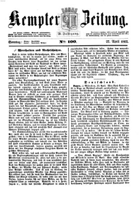 Kemptner Zeitung Sonntag 27. April 1862