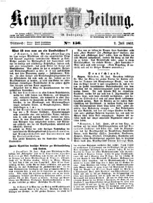 Kemptner Zeitung Mittwoch 2. Juli 1862