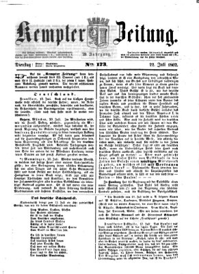 Kemptner Zeitung Dienstag 22. Juli 1862