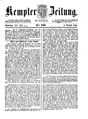 Kemptner Zeitung Sonntag 3. August 1862