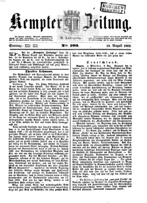 Kemptner Zeitung Sonntag 10. August 1862