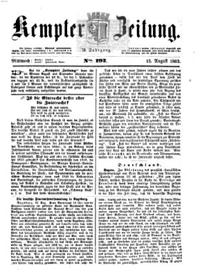 Kemptner Zeitung Mittwoch 13. August 1862