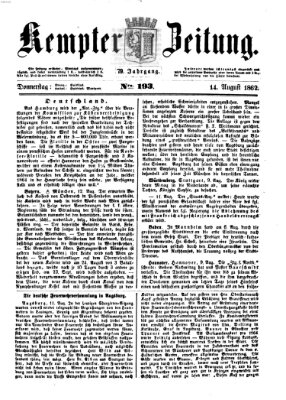 Kemptner Zeitung Donnerstag 14. August 1862