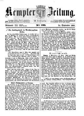 Kemptner Zeitung Mittwoch 24. September 1862