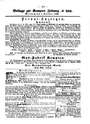 Kemptner Zeitung Mittwoch 1. Oktober 1862