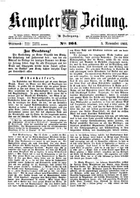 Kemptner Zeitung Mittwoch 5. November 1862