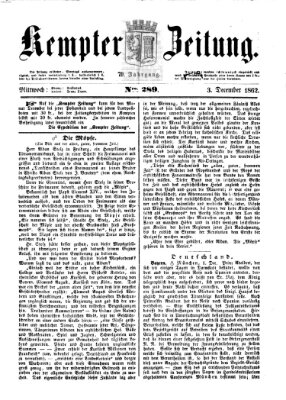 Kemptner Zeitung Mittwoch 3. Dezember 1862