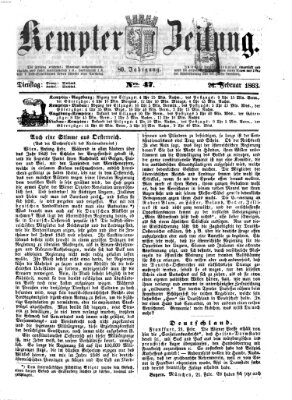 Kemptner Zeitung Dienstag 24. Februar 1863