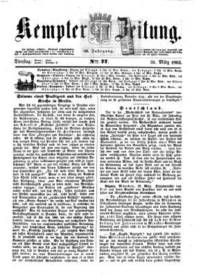 Kemptner Zeitung Dienstag 31. März 1863