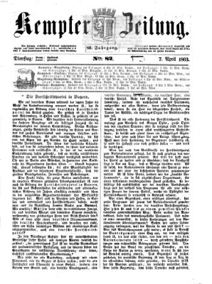 Kemptner Zeitung Dienstag 7. April 1863