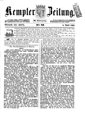 Kemptner Zeitung Mittwoch 8. April 1863