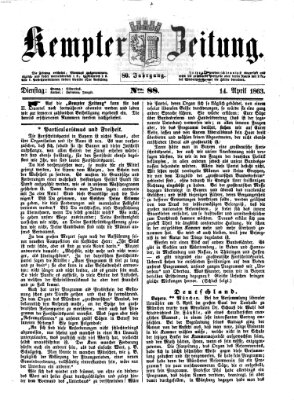 Kemptner Zeitung Dienstag 14. April 1863