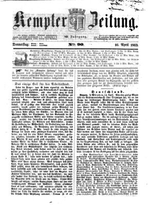 Kemptner Zeitung Donnerstag 16. April 1863