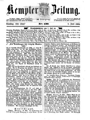 Kemptner Zeitung Dienstag 2. Juni 1863