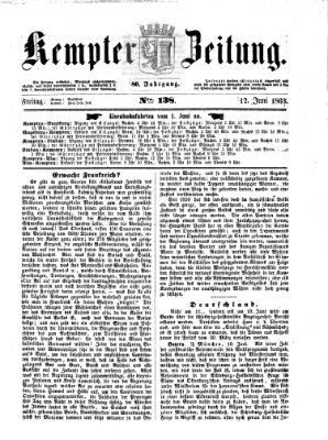 Kemptner Zeitung Freitag 12. Juni 1863