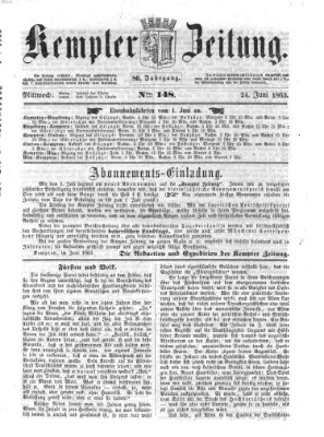 Kemptner Zeitung Mittwoch 24. Juni 1863